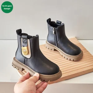 New Spring Autumn PU Leather Ankle Boots Comfortable Korean Flat Outwear Shoes Lace Rubber Insole Warm Snow Boots
