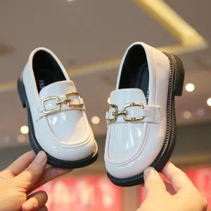 New Style Boys Slip on Loafers School Children Casual Dress Pu Leather Shoes White Boat Shoe for Children