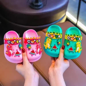 New Style Cute Cartoon Non-Slip Toddler Shoes for 2-6 Year Old Baby Boys and Girls Summer Toe Hole Shoes for Kids