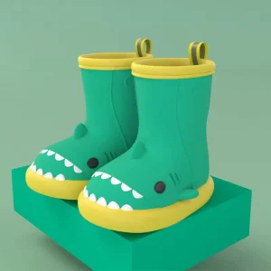 New Style Cute Kids Rain Boots Toddler Boys Girls Pvc Cartoon Shark Print Waterproof Shoes for Baby Children