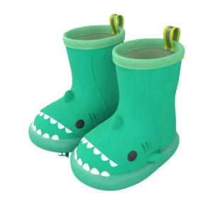 New Style Cute Kids Rain Boots for Toddlers Unisex PVC Waterproof Cartoon Shark Print Summer Winter Shoes