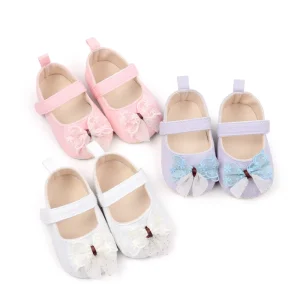 New Style Girl Infant Shoes Fancy Bowknot Anti slip Polyester Soles Trendy Toddler Shoes for Newborn Babies