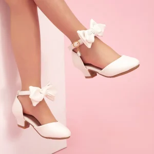 New Style Girls Princess Shoes Little Girls Hollow Bow Sandals Children’s Dance Performance Dress High Heels