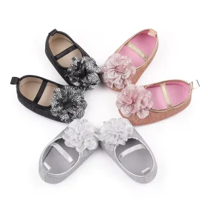 New Style Girls Princess Shoes Soft Shoes for Baby Girl 1 Year Walking Flat Flowers Shoe’s Pink