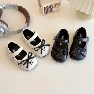 New Style Girls’ Shoes Children’s Bow Princess Shoes Baby Soft Sole Single Girls’ Shoes