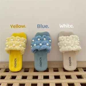 New Style Girls’ Slippers Versatile Breathable Pearl Slippers Children’s High End Slippers
