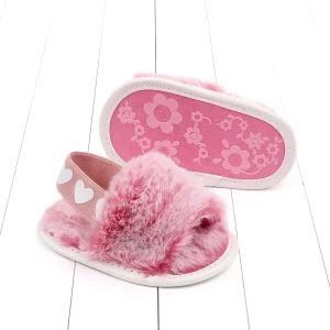 New Style Plush Slip On Baby Casual Shoes Indoor Girls Boys Sandals Kids Elastic Band Slippers