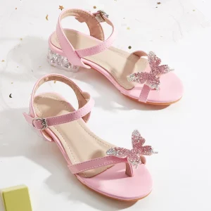 New Style Shoes for Girls Treasures Fashion Outerwear Shoes Bow High Heels Girls’ Sandals