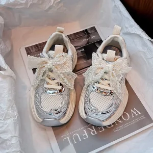 New Style Spring and Summer Sports Shoes Mesh Pearl Butterfly Bow Shoes Girl’s Baby Shoes