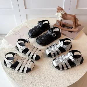 New Stylish Summer Children’s Shoes Fashion Weave Soft Sole Holiday Roman Sandals for Girl