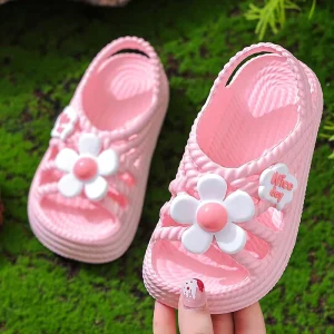 New Summer Aged 2 8 Years Children Slippers Flower Pattern Comfort Sandal Girls Non slip Sea Beach Kids Sandals