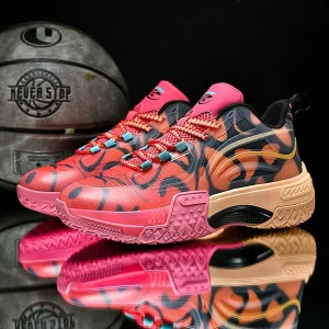 New Summer Basketball Shoes for Boys Girls Practical for Competitions Shock Absorbing Wear Resistant Lace Up Mesh for