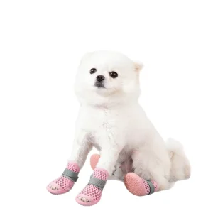 New Summer Breathable Mesh Fabric Dog Shoes Small Outdoor Pet Elastic Strap Sandals Cute Leisure