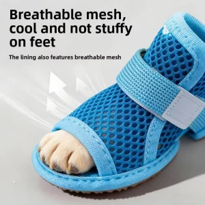 New Summer Breathable Mesh Small Dog Shoes Elastic Drawstring Anti Loosen Outdoor Pet Footwear