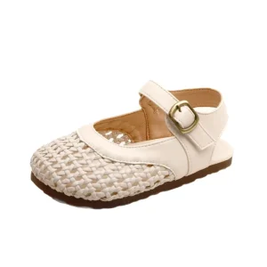 New Summer Children Girls Versatile Hollow Flats Sandals Kids Toddler Princess Fashion Simple Comfortable Walking Sandals