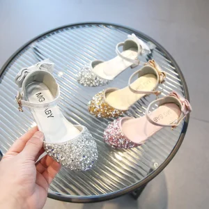 New Summer Children Outwear Shoes Sequined Sweet Princess Baby Girl High heel Sandals