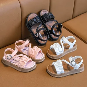 New Summer Children’s Princess Sandals Non-Slip Soft Sole Beach Shoes for Big Kids and Babies Girls’ Fashion