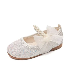 New Summer Girls Kids Lace Pearl Decoration Shiny Party Shoes