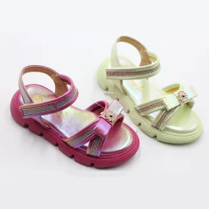 New Summer Soft Bottom Children’s Shoes Bow Beach Sandals Breathable Girls Princess Flat Sandals for Water Diamond