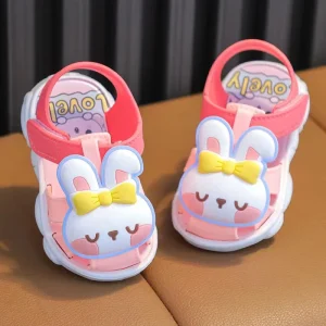 New Summer Solid Color Baby Bear Children Shoes Sandals for Middle and Large Children Soft Bottom Non slip Shoes