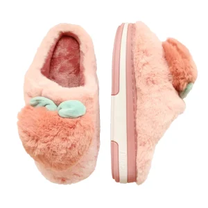 New Trending Cute Adorable Peach Fruit Plush Slippers Super Soft Stuffed Slipper Custom for Women Warm Winter Wholesalers
