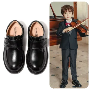 New Trendy Boys Leather Shoes High Quality Children’s Student Black School Shoes Casual Kids Customize