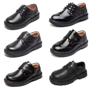New Trendy Boys PU Leather Shoes Little Boys Children’s Student Black School Shoes Casual Kids