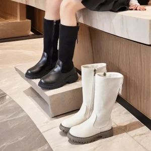 New Trendy Girls Leather Long Boots Autumn New Children’s High Boots Soft Sole Fashion Cute Bow Boots Kids