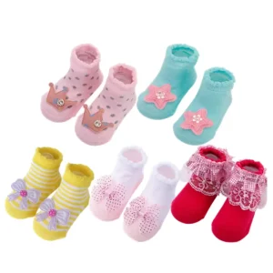 Newborn Baby 0-2 Years Socks Cartoon Cute 3D Toys Bows Toddler Anti Slip Baby Shoe Socks