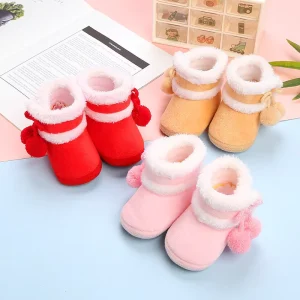 Newborn Baby Autumn and Winter Velvet Cotton Shoes 0 1 Years Baby Soft Sole Non Slip Walking Shoes