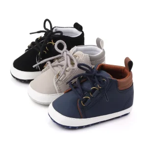 Newborn Baby Boy Shoes Soft Sole Crib Shoes Infant Boots Anti-slip Sneaker Solid First Walkers for 1 Year Old 0-18 Months
