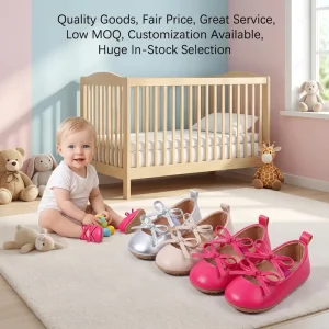 Newborn Baby Girl Bow Flat Shoes Breathable PU Leather Comfortable Anti-slip Rubber Sole Infant First Walker Shoes