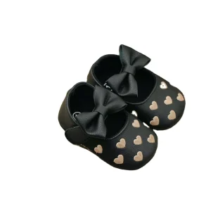 Newborn Baby Leather Party Sandals Girl Soft Soles With Bow Walking Shoes 0-18 Months Infant Baby Princess Shoes