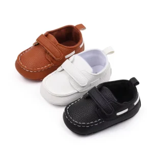 Newborn Baby White Shoes Kids Toddler Shoes PU Leather Boys Shoes Non Slip Soft Sole Infant Sandals