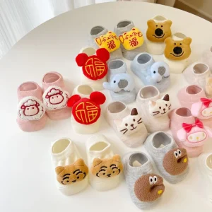 Newborn Cartoon Cute 3D Cartoon Animals Cotton Knit Floor Anti Slip Toddler Baby Socks Shoes