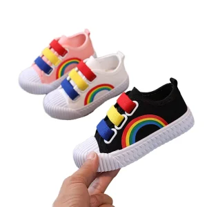 Newborn Girls Anti-Slip Casual Canvas Sneakers Leaves Pattern Soft Cotton Upper Material Breathable Soft Soles Crib Shoes Babys