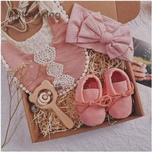Newborn Infant Baby Shoes Cute Slip-on Shoe for Girl Baby Shower Gift Set