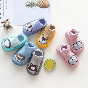 Newborn Toddler Combed Cotton Cartoon Baby Shoes Socks Non slip Rubber Sole Children’s Floor Socks