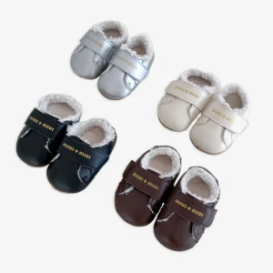 Newborn Winter Warm Non slip Shoes Infant PU Casual Shoes Soft Outdoor Baby Girls Solid Color Shoes