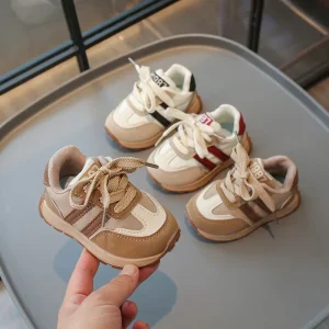 Newest Popular Children Sneakers PU Material Plaid Pattern Comfortable Soft Soles Breathable Anti Slip Baby Shoes Shoes
