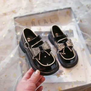 Newest Spring Autumn Children Loafer Shoes Pu Leather Bow Baby Girl Dress Shoes