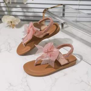 Newest Summer Children Beach Shoes Lace BOW Pink Sandals for Baby Girl