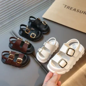 Newest Summer Fashion Children Flat Shoes Soft Sole PU Sandals for Boy and Girl