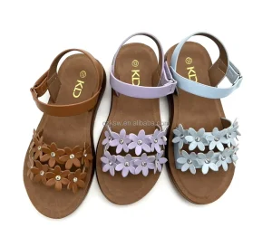 Newly Designed Flower OEM Custom Logo PVC Injection Kids Sandals Anti Slip Flat Sole Casual Shoes for Girls for Summer Spring