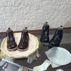 Nice Quality Leather Ankle Boots for Kids Winter & Autumn Zippered Footwear Martin Boots