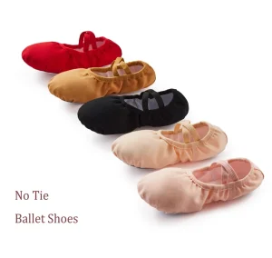 No Tie Canvas Ballet Shoes for Kids Adult Girls Split Sole Ballet Dance Shoes for Daily Training Halloween Costume