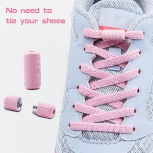 No Tie Shoelace Flat Elastic Sneaker String with Colored Capsules Quick Easy Lock Shoelace for Kids and Adults for Sneakers