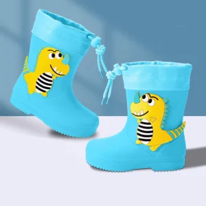 Non-slip Children’s Waterproof Rain Boots Durable PVC Soft Plastic Rainboots with Insole for Boys Girls Outdoor Play Rain Gear