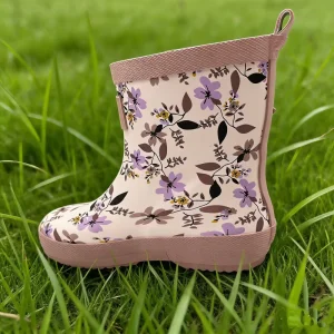 Non slip Flowers Printed Waterproof Rubber Kids Children’s Rain Boots for Girls
