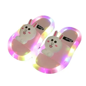 Non-slip Slippers Children Unicorn LED Kids Slippers Baby Bathroom Sandals Kids Shoes for Girl Boys Light up Shoes Toddler